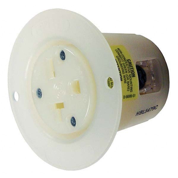 Hubbell Wiring Device-Kellems - 250V 20A NEMA 6-20R Commercial Grade White Straight Blade Flanged Receptacle - Eagle Tool & Supply