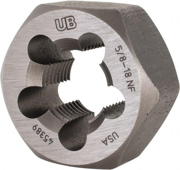 Union Butterfield - 5/8-18 UNF Thread, 1-1/4" Hex, Right Hand Thread, Hex Rethreading Die - Chromium Steel, 5/8" Thick, Series 2025 - Exact Industrial Supply