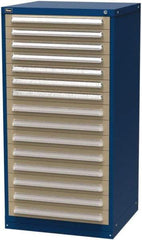 Vidmar - 15 Drawer, Modular Storage Cabinet - Steel, 30" Wide x 27-3/4" Deep x 59" High, Blue & Beige - Eagle Tool & Supply