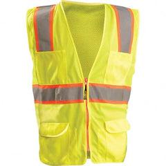 OccuNomix - Size 5XL HI-Vis Orange Mesh/Solid Surveyor's High Visibility Vest - Eagle Tool & Supply