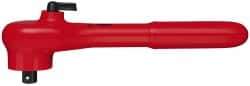 Knipex - 3/8" Drive Square Head Ratchet - Insulated Finish, 7-1/2" OAL, 24 Gear Teeth, Reversible Head - Eagle Tool & Supply