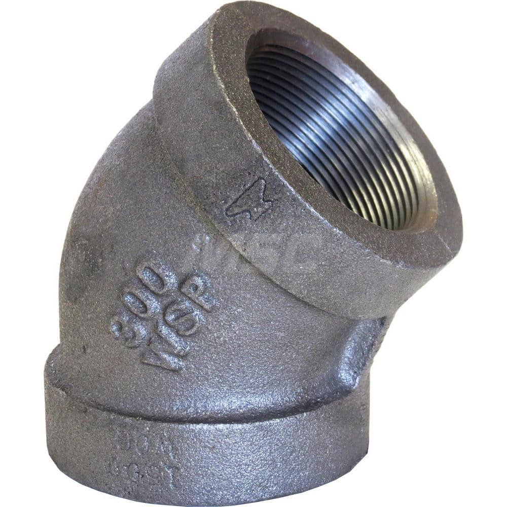 Black 45 ° Elbow: 2″, 300 psi, Threaded Malleable Iron, Galvanized Finish, Class 300