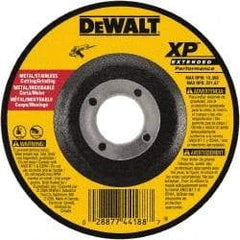 DeWALT - 24 Grit, 6" Wheel Diam, 1/8" Wheel Thickness, 7/8" Arbor Hole, Type 27 Depressed Center Wheel - Zirconia Alumina, Resinoid Bond, 10,100 Max RPM, Compatible with Angle Grinder - Eagle Tool & Supply