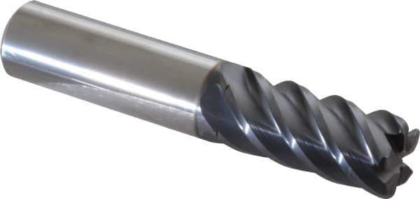 Niagara Cutter - 3/4", 5 Flute, Single End, Solid Carbide, 0.09" Corner Radius End Mill - 4" OAL, 45° Helix, Right Hand Flute, 1-5/8" LOC, Right Hand Cut - Eagle Tool & Supply
