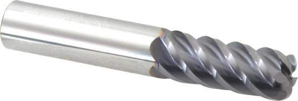 Niagara Cutter - 1/2", 5 Flute, Single End, Solid Carbide, 1/8" Corner Radius End Mill - 3" OAL, 45° Helix, Right Hand Flute, 1-1/4" LOC, Right Hand Cut - Eagle Tool & Supply