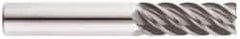 Niagara Cutter - 1", 5 Flute, Single End, Solid Carbide, 0.045" Corner Radius End Mill - 4" OAL, 45° Helix, Right Hand Flute, 2" LOC, Right Hand Cut - Eagle Tool & Supply