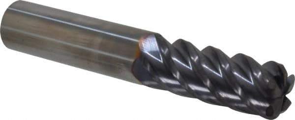 Niagara Cutter - 1/2", 5 Flute, Single End, Solid Carbide, 0.09" Corner Radius End Mill - 3" OAL, 45° Helix, Right Hand Flute, 1-1/4" LOC, Right Hand Cut - Eagle Tool & Supply