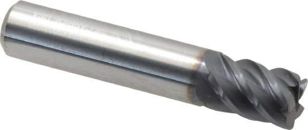 Niagara Cutter - 3/8", 5 Flute, Single End, Solid Carbide, 0.03" Corner Radius End Mill - 2" OAL, 45° Helix, Right Hand Flute, 1/2" LOC, Right Hand Cut - Eagle Tool & Supply