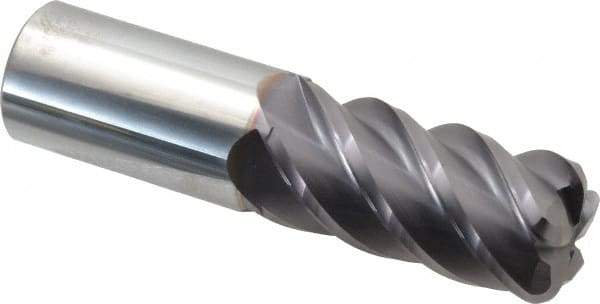 Niagara Cutter - 1", 5 Flute, Single End, Solid Carbide, 0.19" Corner Radius End Mill - 4" OAL, 45° Helix, Right Hand Flute, 2" LOC, Right Hand Cut - Eagle Tool & Supply