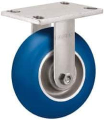 Albion - 5" Diam x 2" Wide x 6-1/2" OAH Top Plate Mount Rigid Caster - Neoprene, 600 Lb Capacity, Precision Sealed Bearing, 4 x 4-1/2" Plate - Eagle Tool & Supply