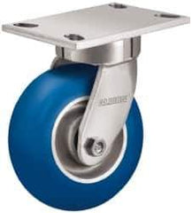 Albion - 5" Diam x 2" Wide x 6-1/2" OAH Top Plate Mount Swivel Caster - Neoprene, 600 Lb Capacity, Precision Sealed Bearing, 4 x 4-1/2" Plate - Eagle Tool & Supply