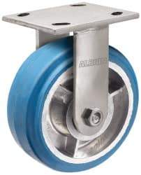 Albion - 6" Diam x 2" Wide x 7-1/4" OAH Top Plate Mount Rigid Caster - Neoprene, 700 Lb Capacity, Roller Bearing, 4 x 4-1/2" Plate - Eagle Tool & Supply