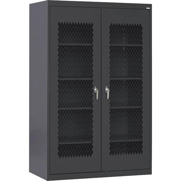 Sandusky Lee - 5 Shelf Visible Storage Cabinet - Steel, 36" Wide x 24" Deep x 72" High, Black - Eagle Tool & Supply