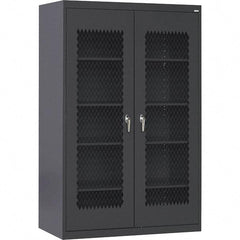 Sandusky Lee - 5 Shelf Visible Storage Cabinet - Steel, 36" Wide x 24" Deep x 72" High, Black - Eagle Tool & Supply