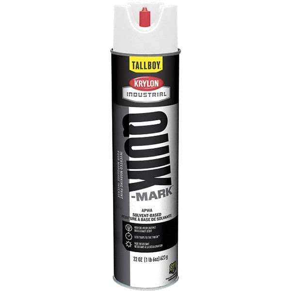 Krylon - 25 fl oz White Marking Paint - 35 to 71 Sq Ft Coverage, Solvent-Based Formula - Eagle Tool & Supply