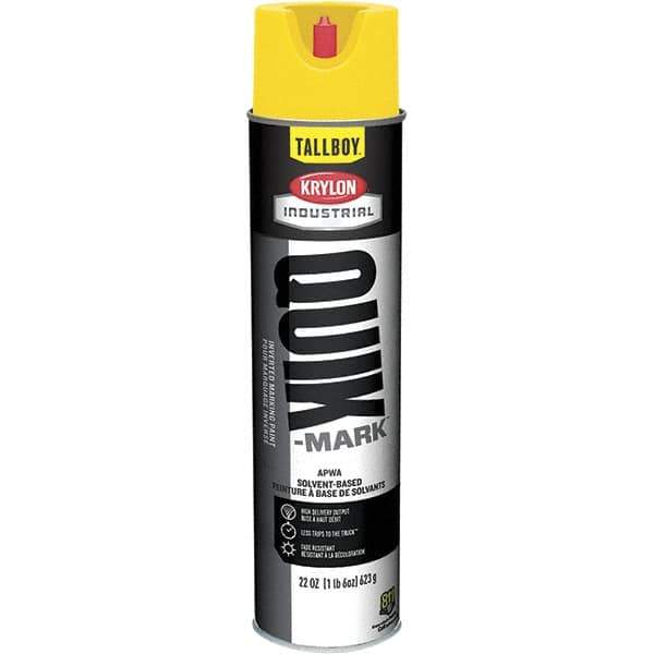 Krylon - 25 fl oz Yellow Marking Paint - 35 to 71 Sq Ft Coverage, Solvent-Based Formula - Eagle Tool & Supply