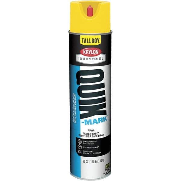 Krylon - 25 fl oz Yellow Marking Paint - 35 to 71 Sq Ft Coverage, Water-Based Formula - Eagle Tool & Supply