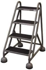 Cotterman - 42" 4 Step MasterStep Rolling Office Ladder - Assembled, 450 Lb Capacity, 36" Platform Height, 26" Base Width x 39" Base Depth, Rubber Matted - Eagle Tool & Supply