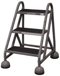 Cotterman - 33" 3 Step MasterStep Rolling Office Ladder - Assembled, 450 Lb Capacity, 27" Platform Height, 25" Base Width x 34" Base Depth, Rubber Matted - Eagle Tool & Supply