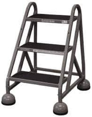 Cotterman - 33" 3 Step MasterStep Rolling Office Ladder - Assembled, 450 Lb Capacity, 27" Platform Height, 25" Base Width x 34" Base Depth, Rubber Matted - Eagle Tool & Supply