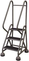 Cotterman - 33" 3 Step MasterStep Rolling Office Ladder - Assembled, 450 Lb Capacity, 27" Platform Height, 25" Base Width x 34" Base Depth, Rubber Matted - Eagle Tool & Supply