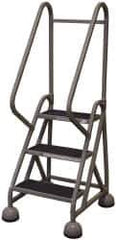 Cotterman - 33" 3 Step MasterStep Rolling Office Ladder - Assembled, 450 Lb Capacity, 27" Platform Height, 25" Base Width x 34" Base Depth, Rubber Matted - Eagle Tool & Supply