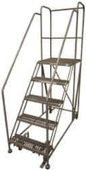 Cotterman - 86" 5 Step Rolling Work Platform - Assembled, 800 Lb Capacity, 50" Platform Height, 28" Base Width x 58" Base Depth, Serrated Steel - Eagle Tool & Supply