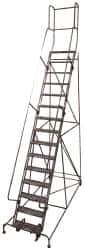 Cotterman - 202" 16 Step Rolling Warehouse Ladder - Knocked Down, 450 Lb Capacity, 160" Platform Height, 44" Base Width x 222" Base Depth, Perforated Tread - Eagle Tool & Supply