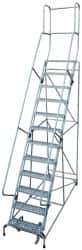 Cotterman - 162" 12 Step Rolling Warehouse Ladder - Knocked Down, 450 Lb Capacity, 120" Platform Height, 34" Base Width x 174" Base Depth, Perforated Tread - Eagle Tool & Supply