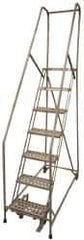 Cotterman - 100" 7 Step Rolling Warehouse Ladder - Assembled, 450 Lb Capacity, 70" Platform Height, 24" Base Width x 53" Base Depth, Perforated Tread - Eagle Tool & Supply