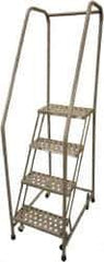 Cotterman - 70" 4 Step Rolling Warehouse Ladder - Assembled, 450 Lb Capacity, 40" Platform Height, 20" Base Width x 31" Base Depth, Perforated Tread - Eagle Tool & Supply
