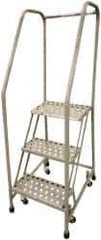 Cotterman - 60" 3 Step Rolling Warehouse Ladder - Assembled, 450 Lb Capacity, 30" Platform Height, 20" Base Width x 26" Base Depth, Perforated Tread - Eagle Tool & Supply