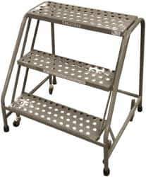 Cotterman - 30" 3 Step Rolling Warehouse Ladder - Assembled, 450 Lb Capacity, 30" Platform Height, 30" Base Width x 26" Base Depth, Perforated Tread - Eagle Tool & Supply