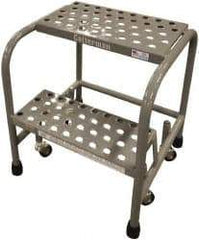 Cotterman - 20" 2 Step Rolling Warehouse Ladder - Assembled, 450 Lb Capacity, 20" Platform Height, 26" Base Width x 18" Base Depth, Perforated Tread - Eagle Tool & Supply