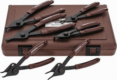 Paramount - 6 Piece, 3/8 to 1-3/4" Bore, 1/8 to 1-7/16" Shaft, Internal/External Retaining Ring Pliers Set - 0.038 to 0.07" Tip Diam Range - Eagle Tool & Supply