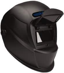 PRO-SAFE - 3-21/32" Window Width x 1-3/4" Window Height, 10 Shade Fixed Shade Lens, Front Lift Welding Helmet - Black Nylon Clear Lens - Eagle Tool & Supply