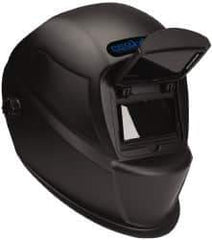 PRO-SAFE - 3-21/32" Window Width x 1-3/4" Window Height, 10 Shade Fixed Shade Lens, Front Lift Welding Helmet - Black Nylon Clear Lens - Eagle Tool & Supply