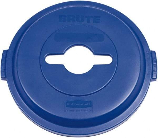 Rubbermaid - Round Lid for Use with 32 Gal Round Recycle Containers - Blue, Plastic, For 2632 Brute Trash Cans - Eagle Tool & Supply