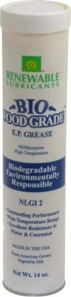 Renewable Lubricants - 14 oz Cartridge Biobased Extreme Pressure Grease - White, Extreme Pressure, Food Grade & High Temperature, 590°F Max Temp, NLGIG 2, - Eagle Tool & Supply