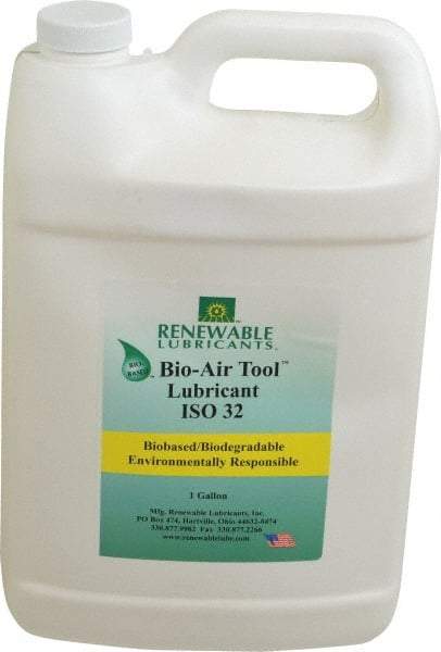 Renewable Lubricants - 1 Gal Bottle, ISO 32, Air Tool Oil - -22°F to 250°, 29.33 Viscosity (cSt) at 40°C, 7.34 Viscosity (cSt) at 100°C, Series Bio-Air - Eagle Tool & Supply