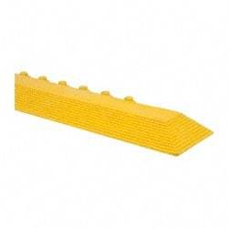 Wearwell - 39" Long x 3" Wide x 5/8" Thick, Anti-Fatigue Modular Matting Ramp Edge - Male, Yellow, For Dry & Wet Areas, Series 572 - Eagle Tool & Supply