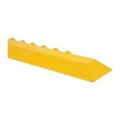Wearwell - 39" Long x 3" Wide x 5/8" Thick, Anti-Fatigue Modular Matting Ramp Edge - Male, Yellow, For Dry & Wet Areas, Series 572 - Eagle Tool & Supply