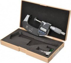 Mitutoyo - 1 to 2 Inch, Ratchet Stop Thimble, IP65 Water Resistance, Electronic Disc Micrometer - 0.0002 Inch Accuracy, 20mm Disc, 0.00005 Inch Resolution - Eagle Tool & Supply