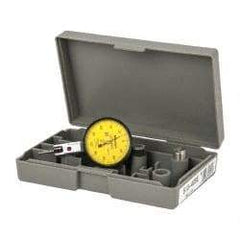 Mitutoyo - 0.2 mm Range, 0.002 mm Dial Graduation, Horizontal Dial Test Indicator - 1.5748 Inch Yellow Dial, 0-100-0 Dial Reading, Accurate to 0.003 Inch - Eagle Tool & Supply