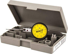 Mitutoyo - 1 mm Range, 0.01 mm Dial Graduation, Horizontal Dial Test Indicator - 1.5748 Inch Yellow Dial, 0-50-0 Dial Reading, Accurate to 0.01 Inch - Eagle Tool & Supply