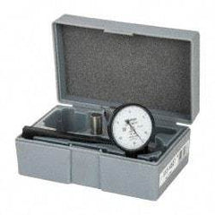 Mitutoyo - 0.008 Inch Range, 0.01 mm Dial Graduation, Vertical Dial Test Indicator - 1.5748 Inch White Dial, 0-40-0 Dial Reading, Accurate to 0.0001 Inch - Eagle Tool & Supply