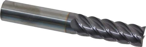 Niagara Cutter - 3/4", 2-1/4" LOC, 3/4" Shank Diam, 5" OAL, 5 Flute, Solid Carbide Square End Mill - Single End, TiAlN Finish, Spiral Flute, 45° Helix, Centercutting, Right Hand Cut, Right Hand Flute, Series S545 - Eagle Tool & Supply
