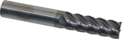 Niagara Cutter - 3/4", 2-1/4" LOC, 3/4" Shank Diam, 5" OAL, 5 Flute, Solid Carbide Square End Mill - Single End, TiAlN Finish, Spiral Flute, 45° Helix, Centercutting, Right Hand Cut, Right Hand Flute, Series S545 - Eagle Tool & Supply