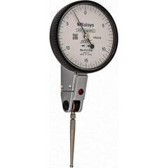 Mitutoyo - 0.03 Inch Range, 0.0005 Inch Dial Graduation, Horizontal Dial Test Indicator - 1.5748 Inch White Dial, 0-15-0 Dial Reading, Accurate to 0.0005 Inch - Eagle Tool & Supply