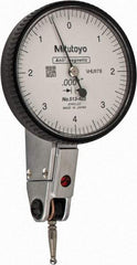 Mitutoyo - 0.008 Inch Range, 0.0001 Inch Dial Graduation, Horizontal Dial Test Indicator - 1.5748 Inch White Dial, 0-4-0 Dial Reading, Accurate to 0.0001 Inch - Eagle Tool & Supply